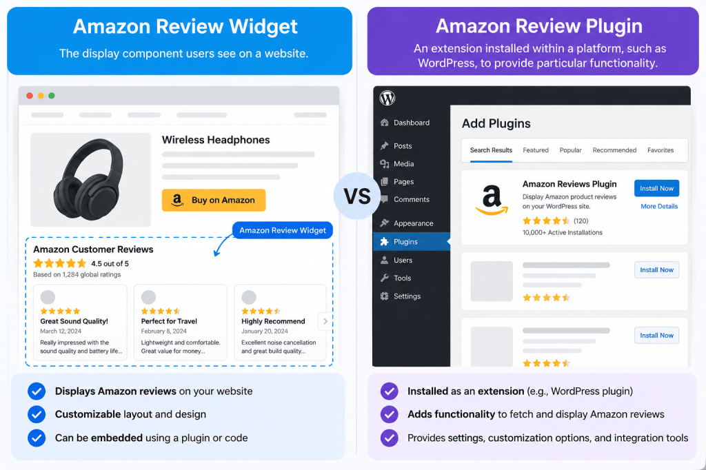 Amazon reviews widget for website
