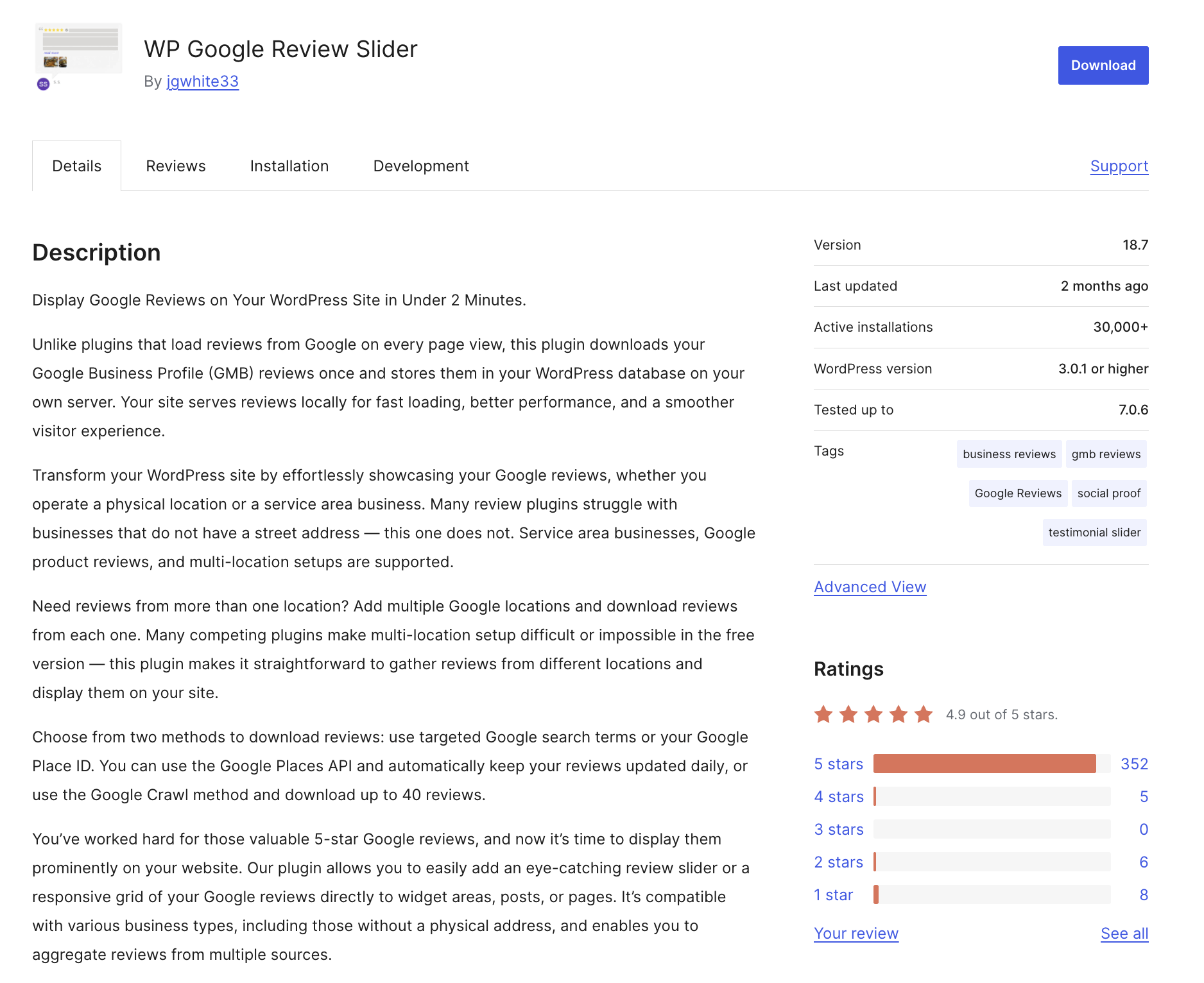 WP google reviews slider