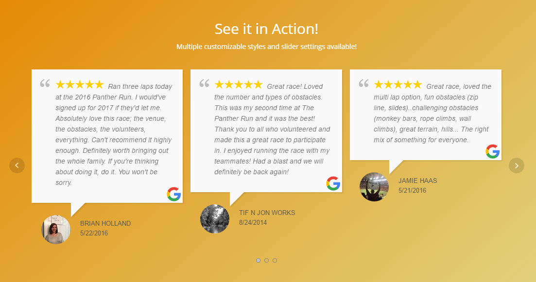 reviews of WP google reviews slider